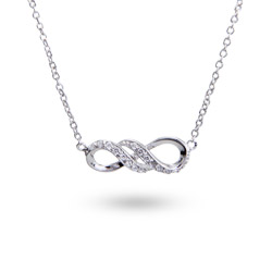 Elegant Sterling Silver CZ Infinity Necklace